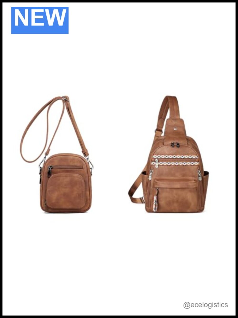 Small PU Leather Crossbody Sling Bag with RFID Protection, Adjustable Strap, 13